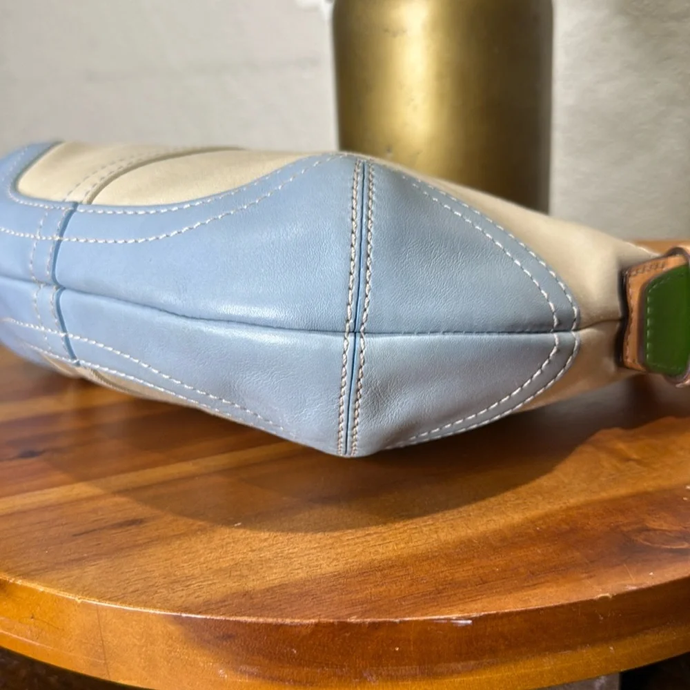 Coach RARE Y2K SoHo Blue & green Leather/Twill Hobo
Shoulder Bag L3J-4431 - Picture 10 of 13